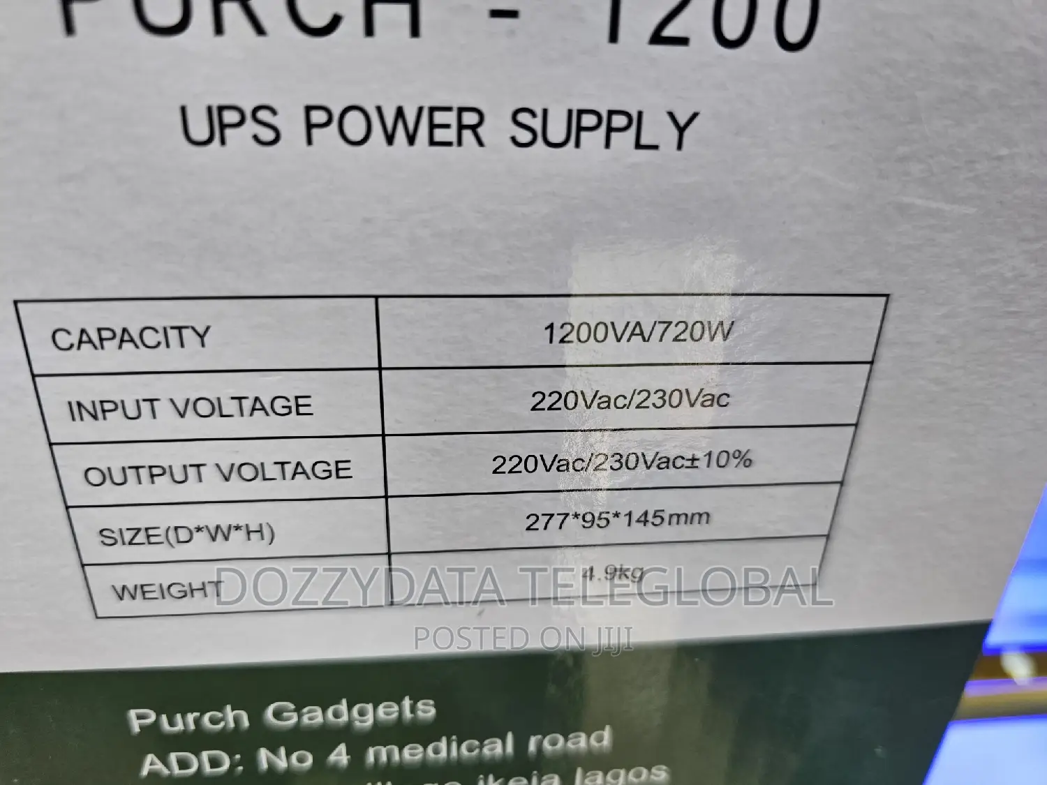 Purch 1200VA Ups Power Supply