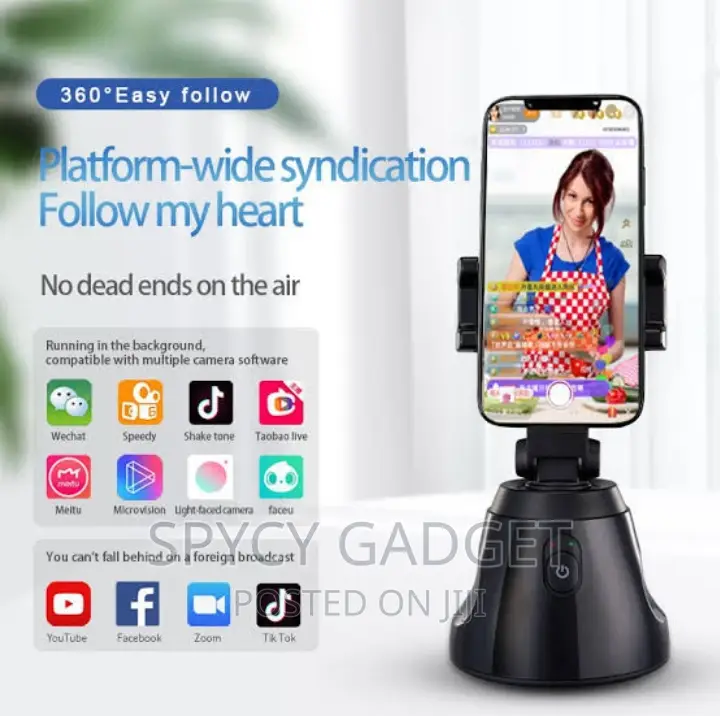 Object Face Tracking 360* Phone Holder With Bluetooth