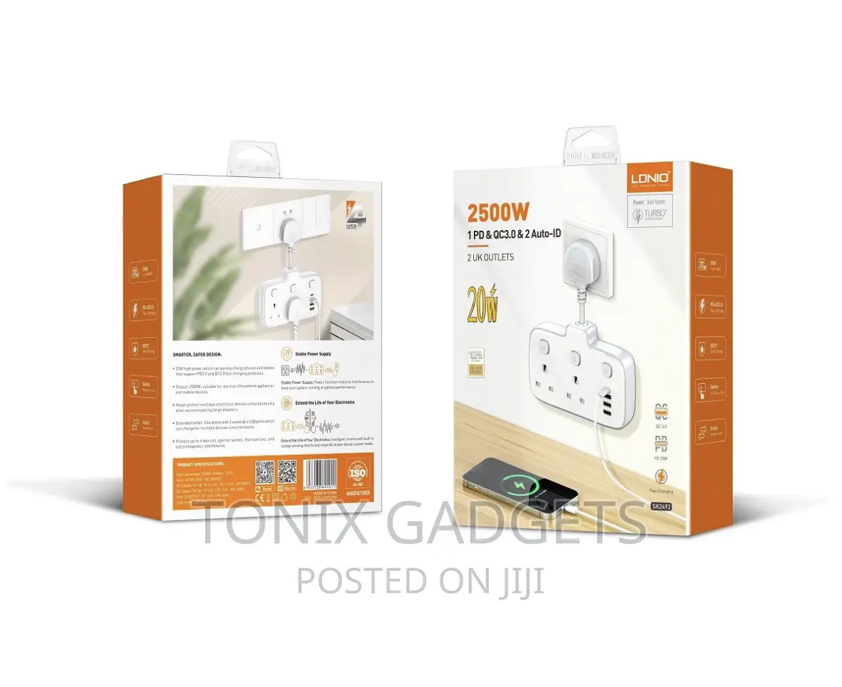 2 Ways Power Extension Socket - 2500W - Model SK2492
