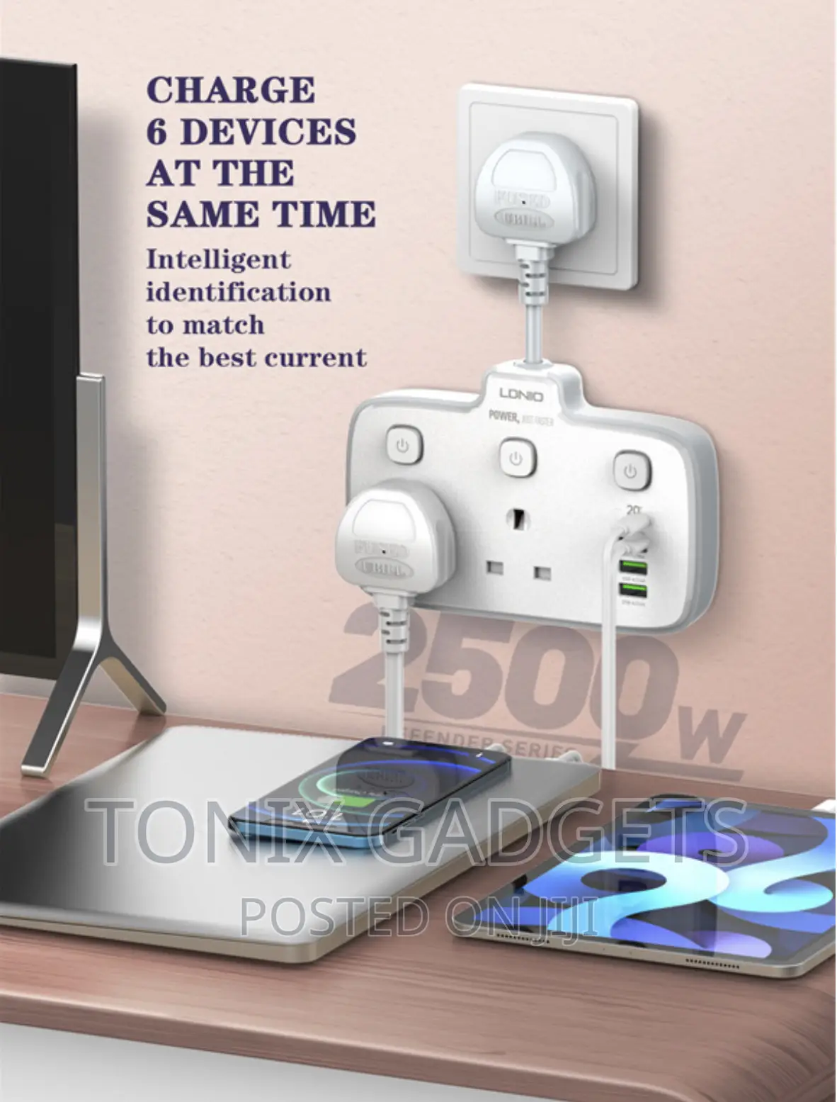 2 Ways Power Extension Socket - 2500W - Model SK2492