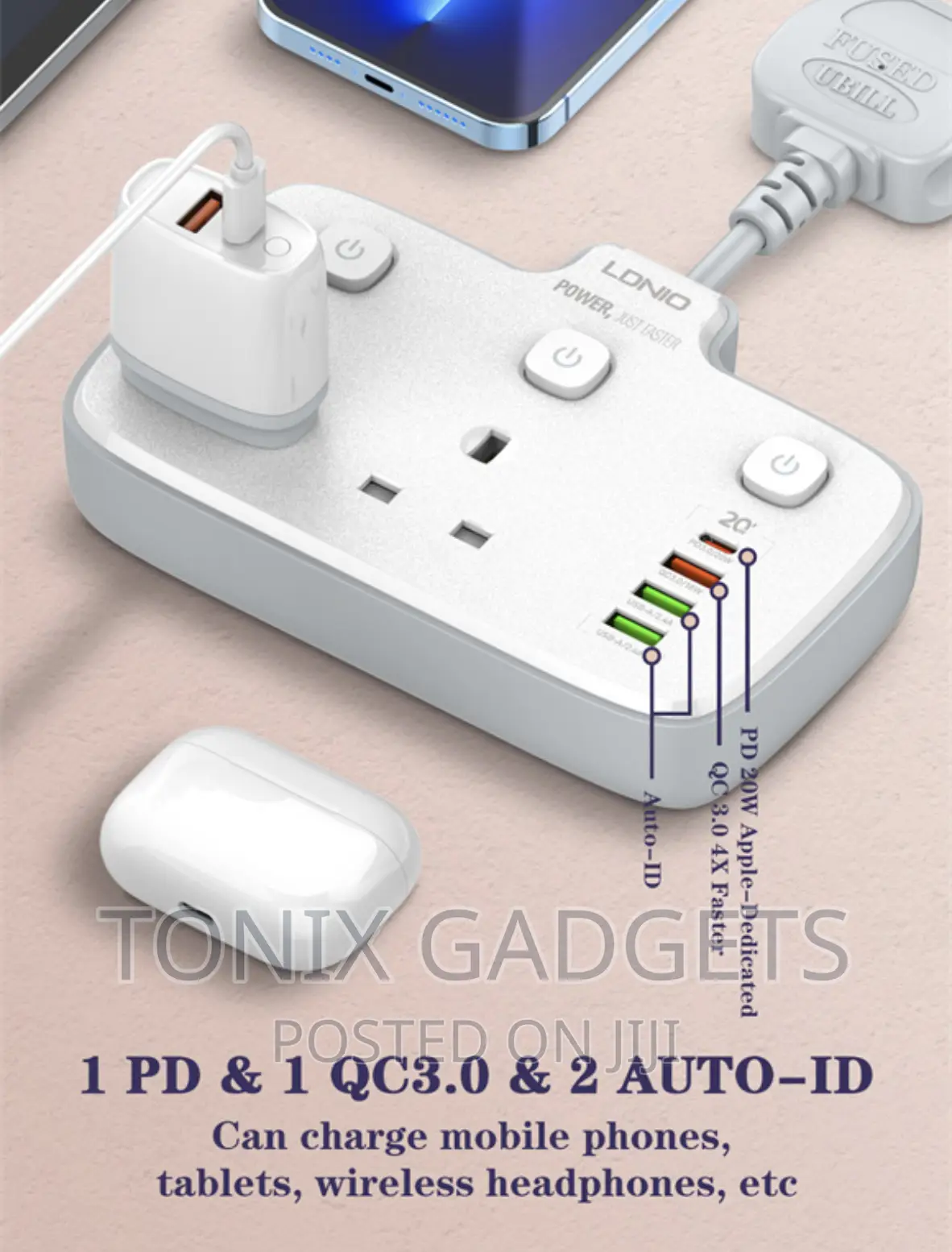 2 Ways Power Extension Socket - 2500W - Model SK2492