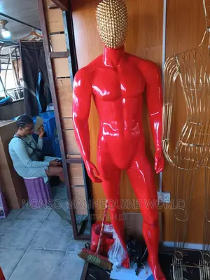 Glossy Red Full Fibre Male Net Face Mannequin