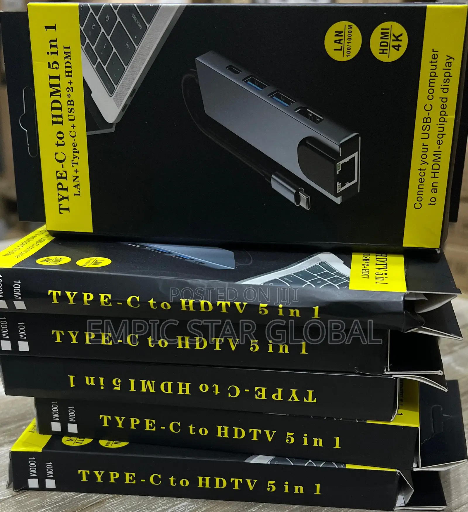 TYPE-C to HDMI5 in 1 LAN+Type-c+USB*2+ HDMI
