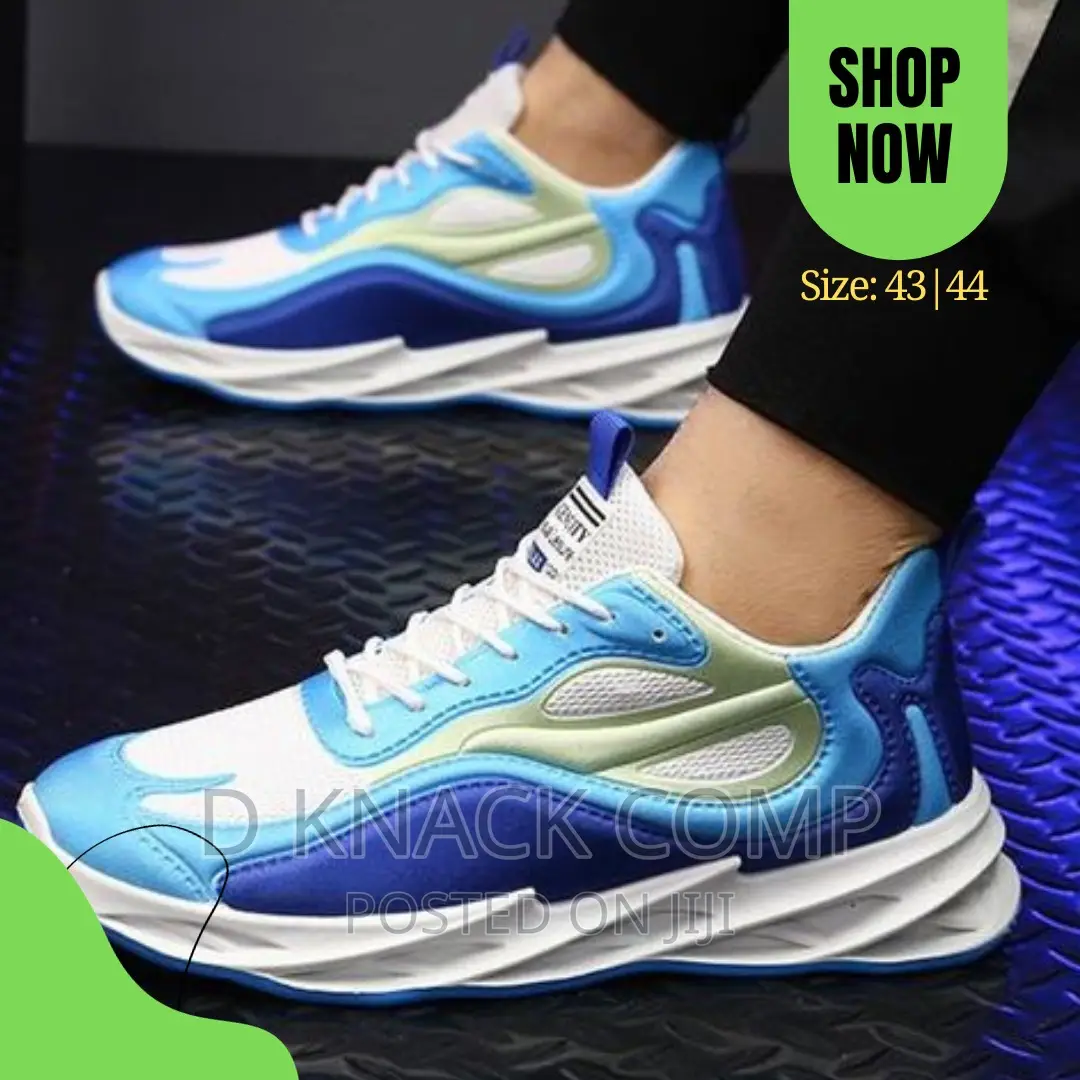 Contrast Breathable Sneakers - Blue White