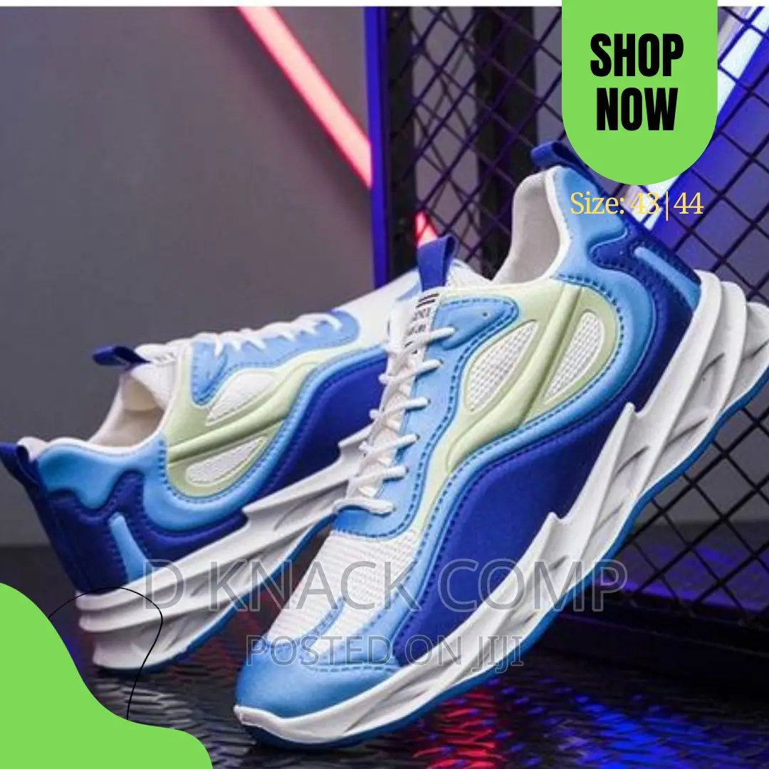 Contrast Breathable Sneakers - Blue White