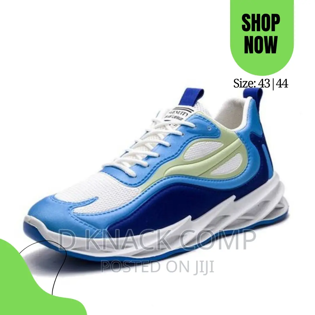 Contrast Breathable Sneakers - Blue White