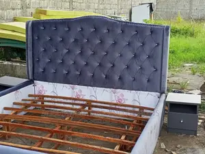 Bedframe Gray Velvet 6 by 6 , 4 and Half by 6
