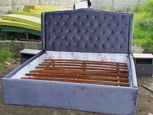 Bedframe Gray Velvet 6 by 6 , 4 and Half by 6