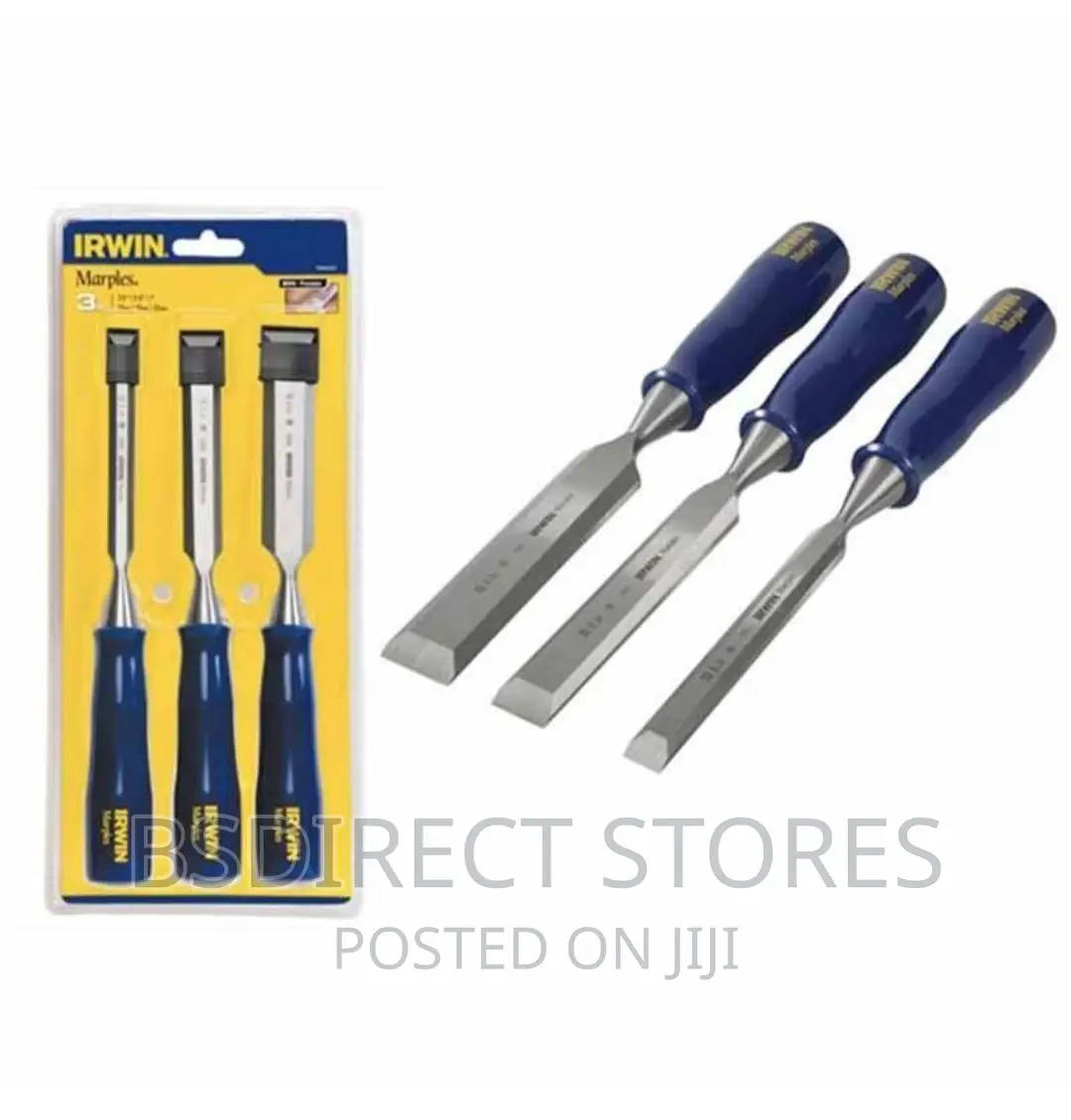 Irwin Marples Bevel Edge Chisel Blue Chip Handle Set Of 3