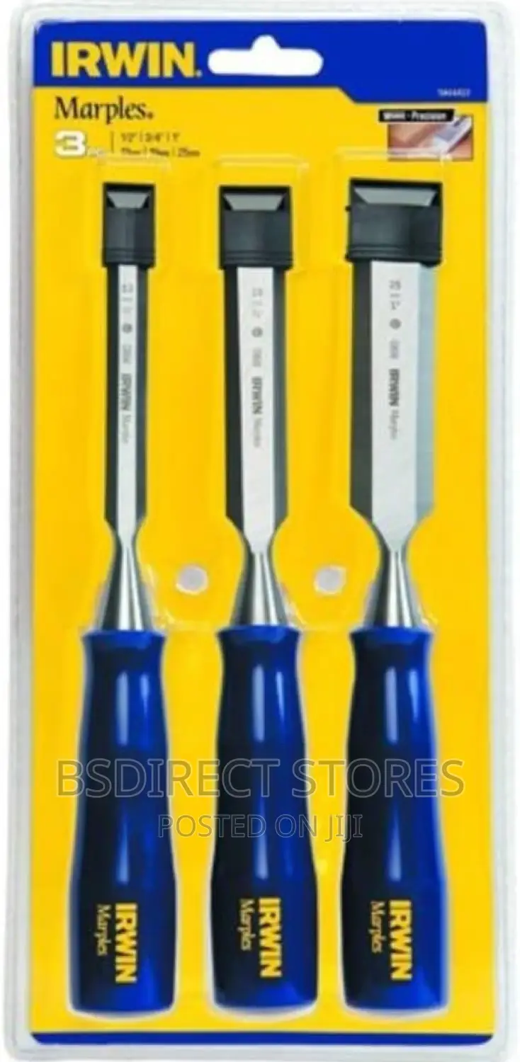 Irwin Marples Bevel Edge Chisel Blue Chip Handle Set Of 3