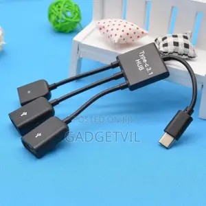 Type C To 2 Usb A Ports + 1 Micro Usb Port Otg Cable