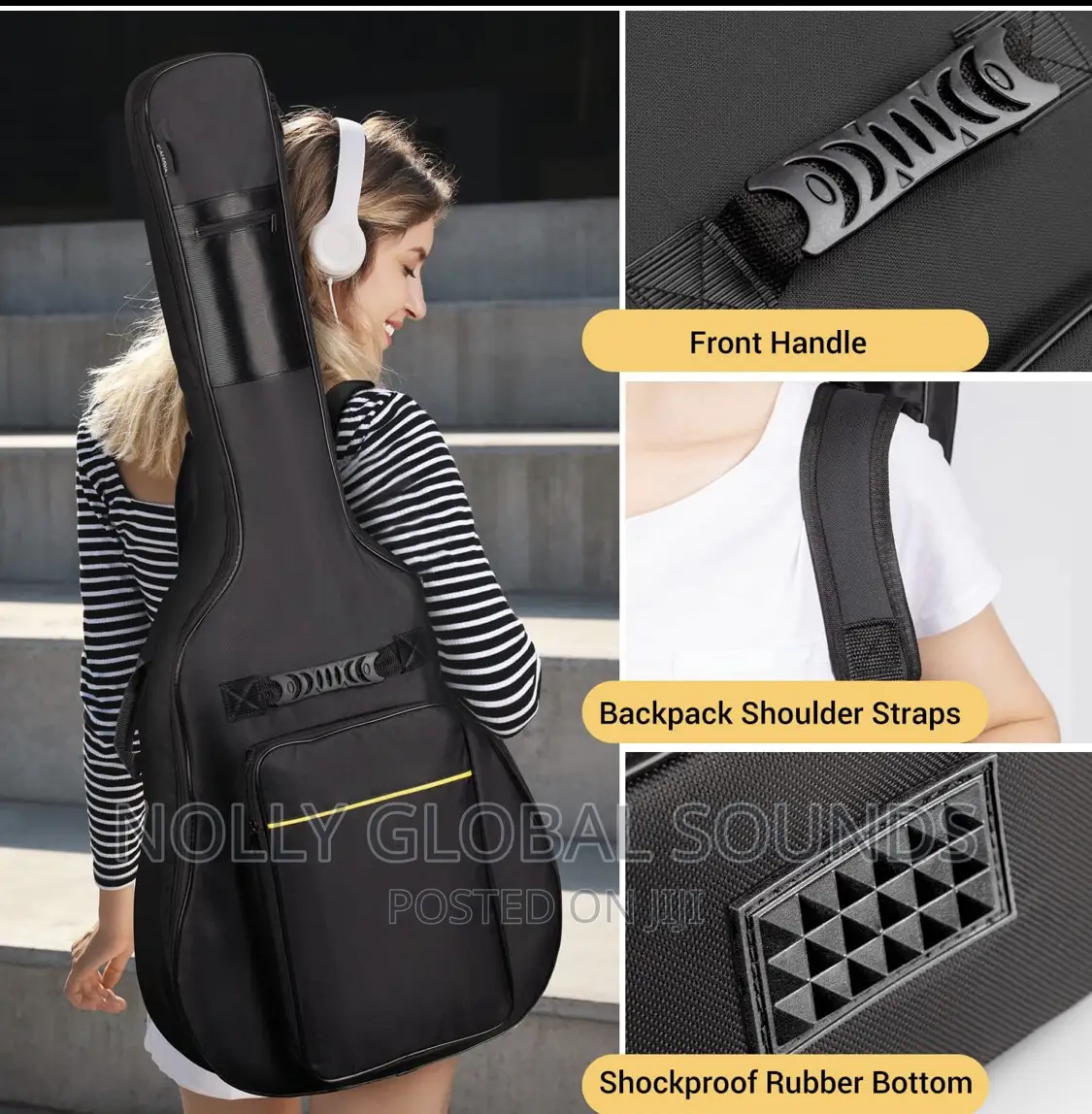 Guitar Bag With Thick Padding Dual Adjustable Shoulder Strap