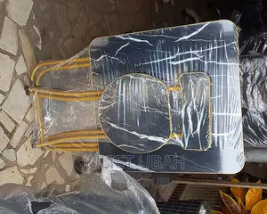 Foldable Table and a Chair With Golden Frame