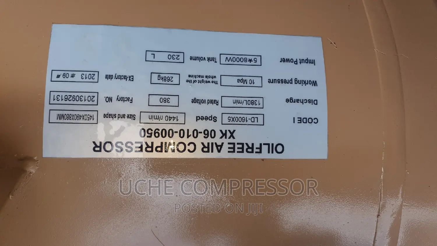Oli Free Air Compressor 230l 5head