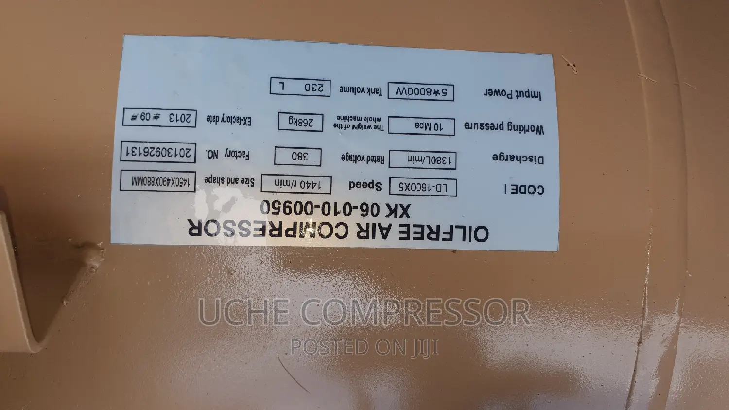 Oli Free Air Compressor 230l 5head