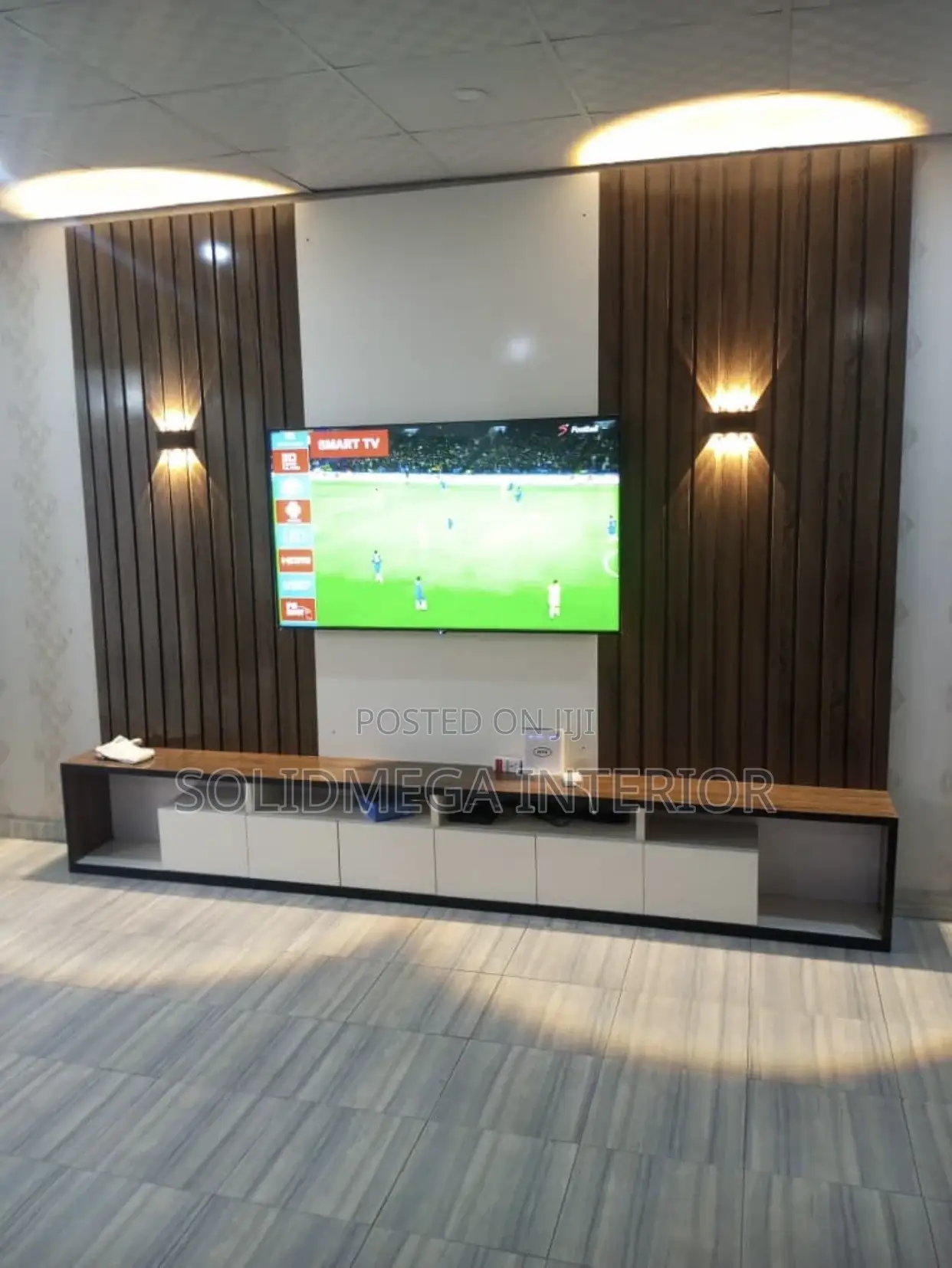 Solid Interior Full Wall Tv Stand