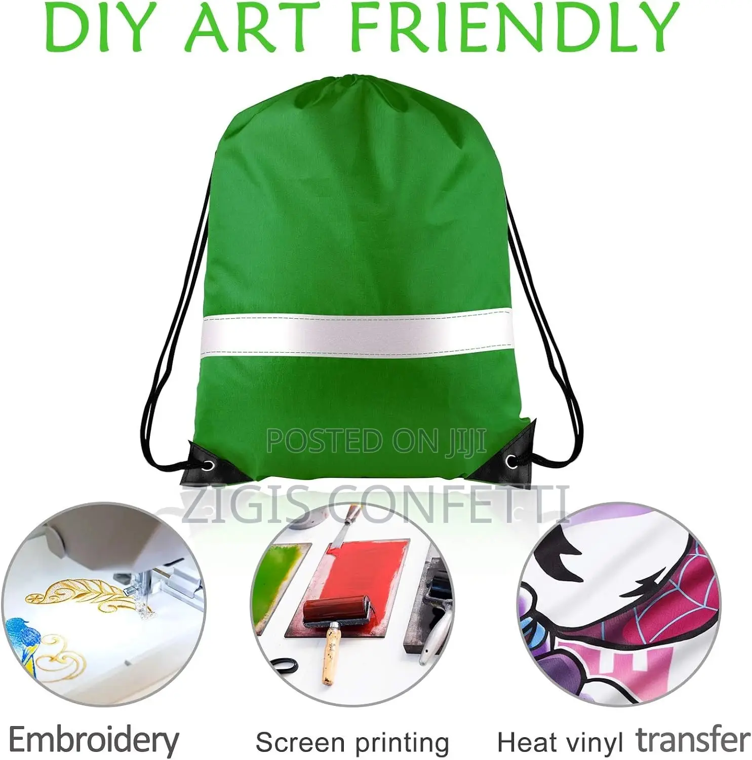 Drawstring Backpack Bag With Reflective Strip