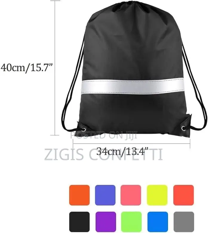 Drawstring Backpack Bag With Reflective Strip
