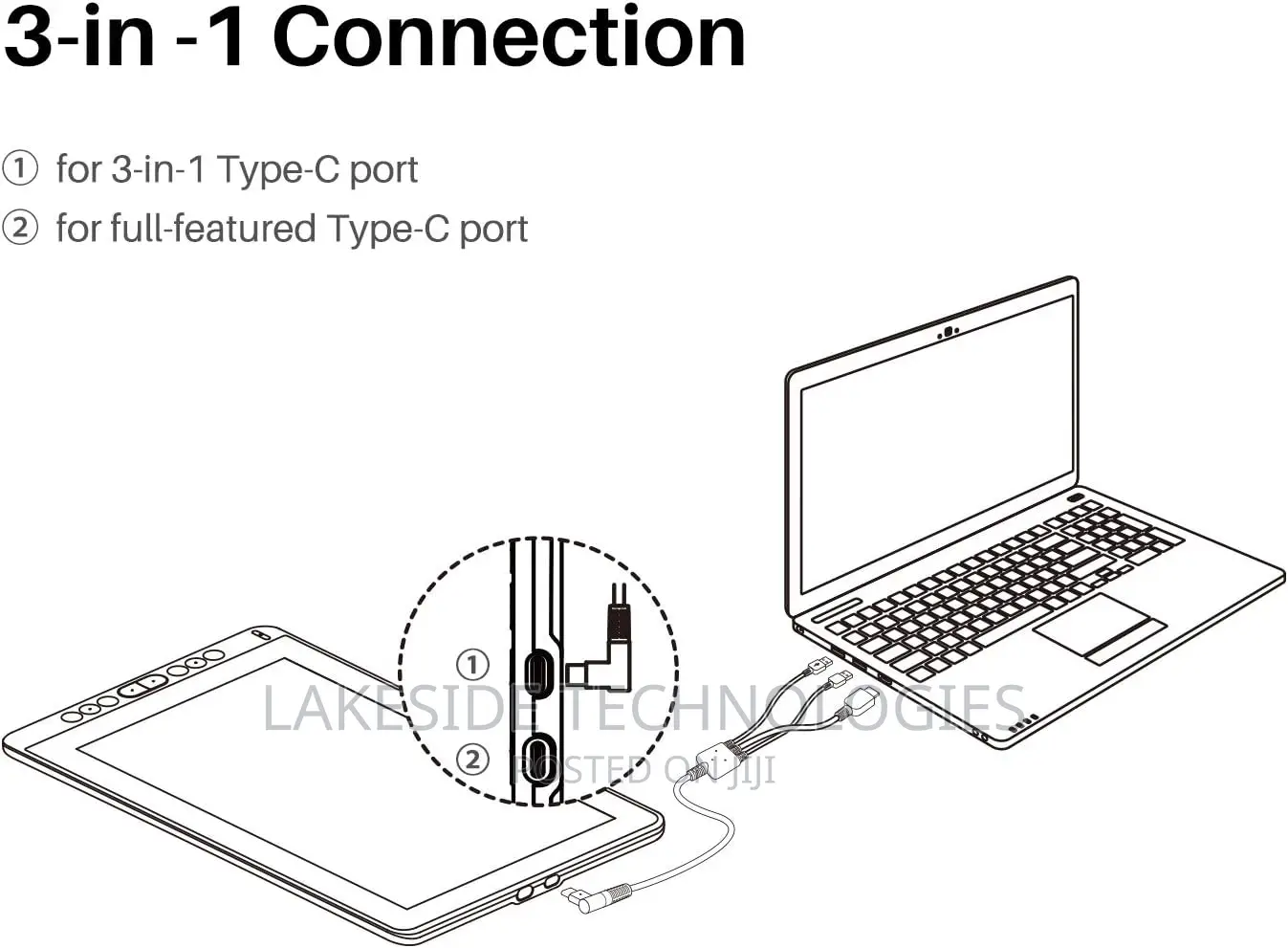 Huion CB05A 3 in 1 Cable