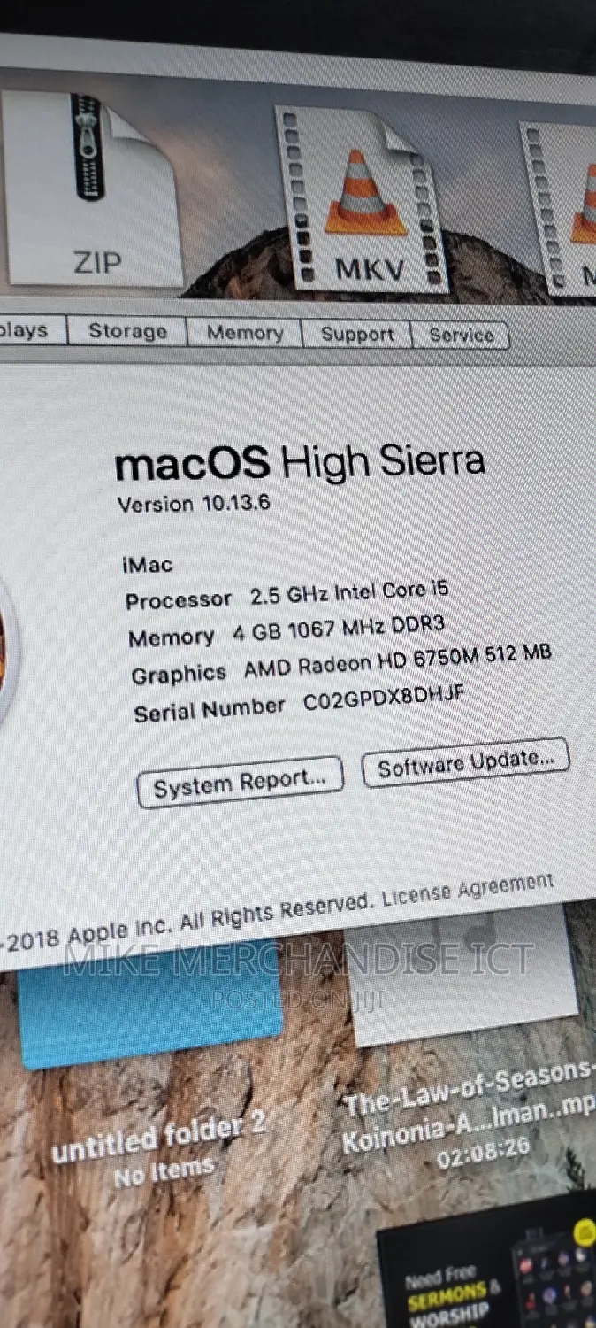 Desktop Computer Apple iMac 4GB Intel Core I5 HDD 500GB
