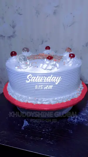 10"4 Inches White With Cherry Toppings Birthday Cakes
