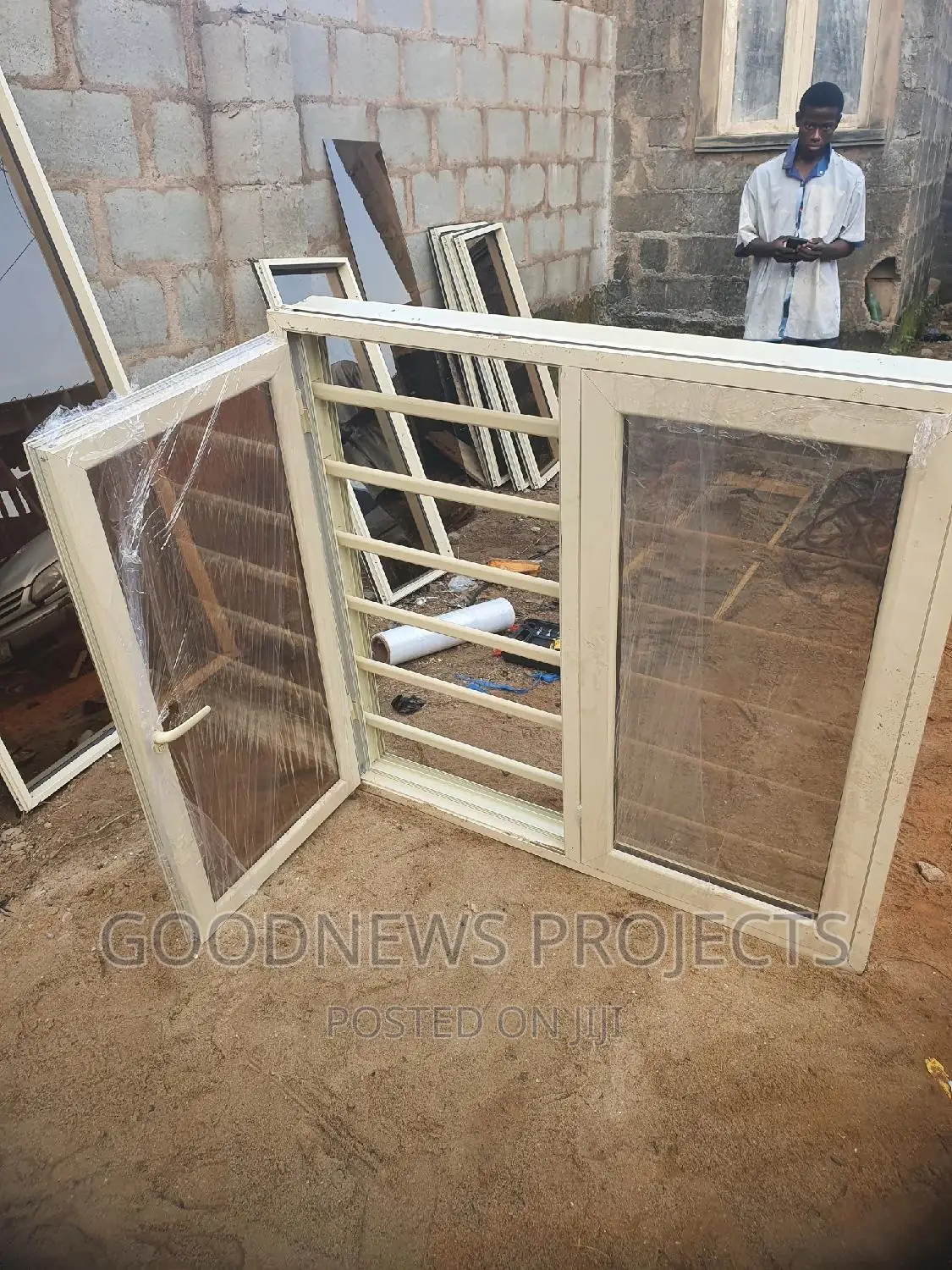 Cream 4x4 Window With Burglary and Net