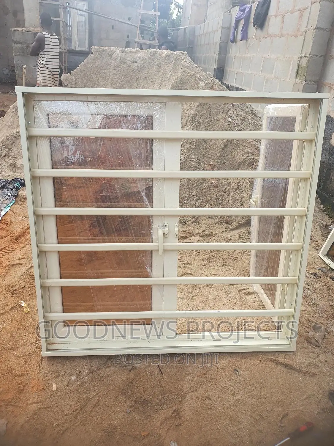Cream 4x4 Window With Burglary and Net