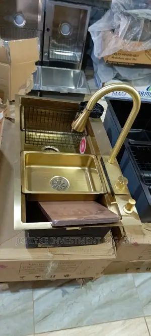 High Quality Italian Double Bowle Golden Kitchen Sink