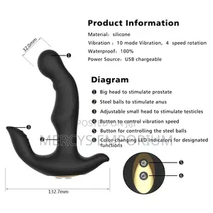 Prostate Massager 360 Rotation 10 Vibration Anal Plug