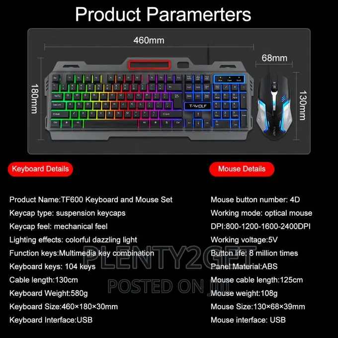 T-Wolf TF200 Mouse Keyboard Set