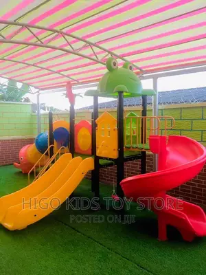 Giant Outdoor Playhouse With Double Slide Tunnel and Spiral