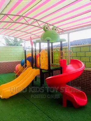Giant Outdoor Playhouse With Double Slide Tunnel and Spiral