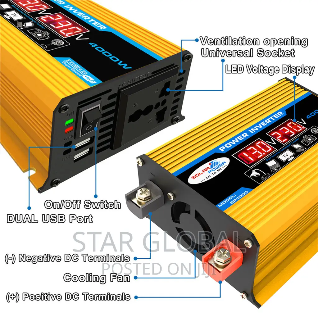 Dual USB LED Display 4000watts Automotive Modified Inverter