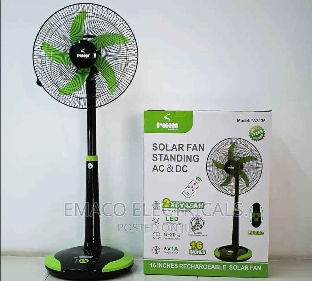 Iwin Solar Powered AC DC Rechargeable Fan