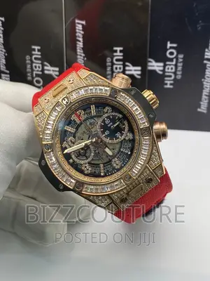 Original HUBLOT Red Rubber Strap Watch Available in Store