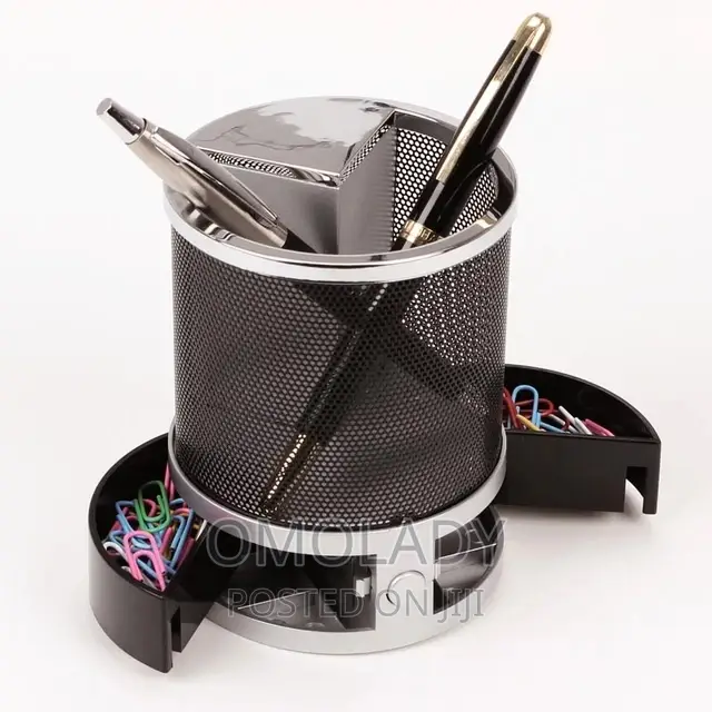 Multifunction Digital LCD Alarm Clock Mesh Pen Holder