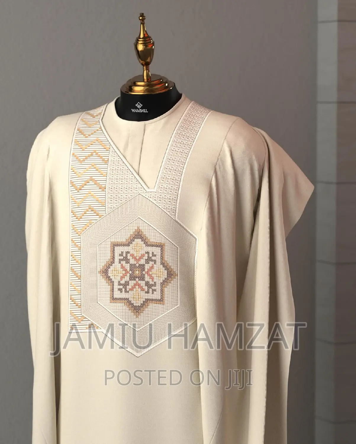 Agbada With Monogram Embroidery