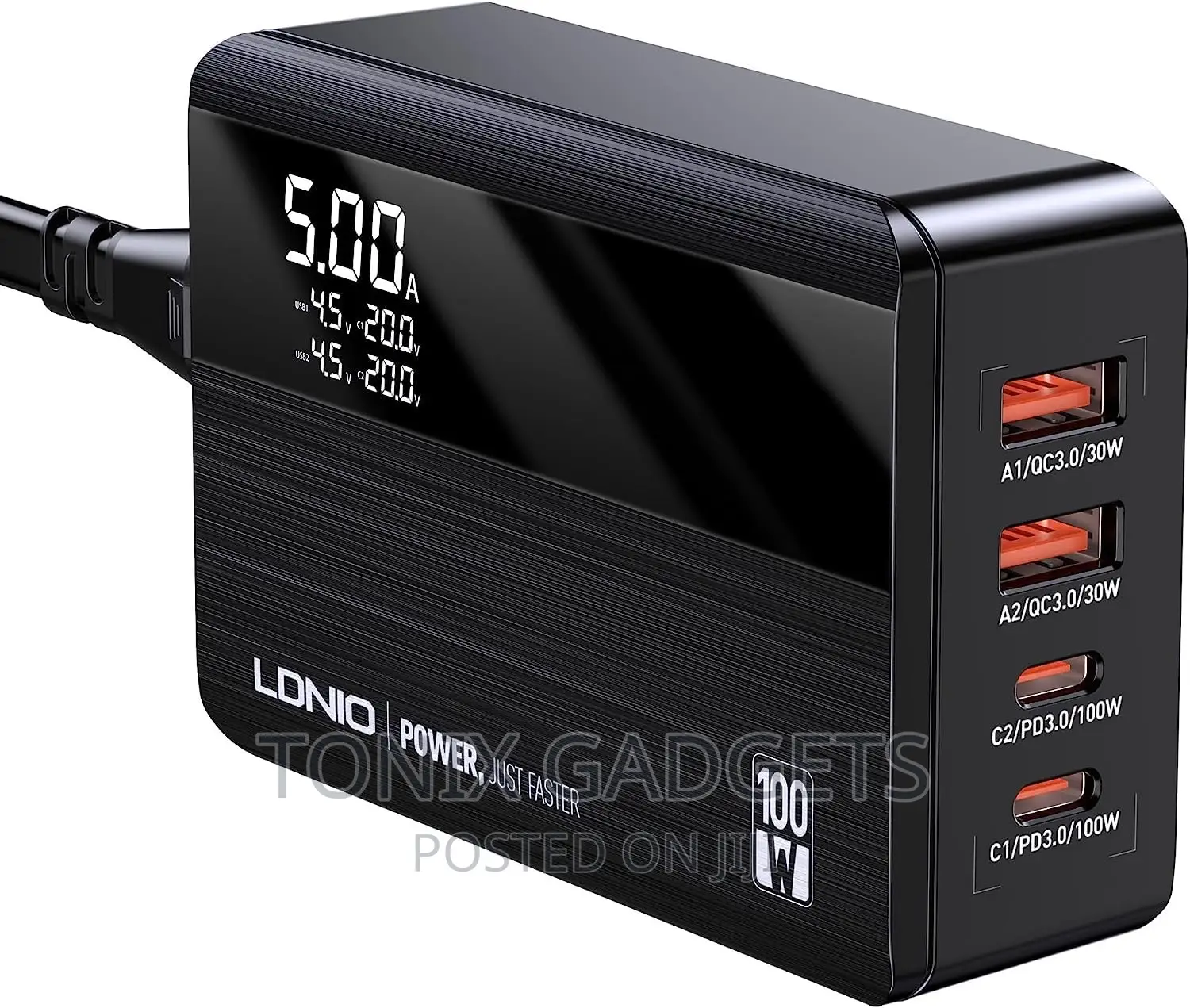 Desktop Charger - Fast Charging 4 Port USB + Voltage Display