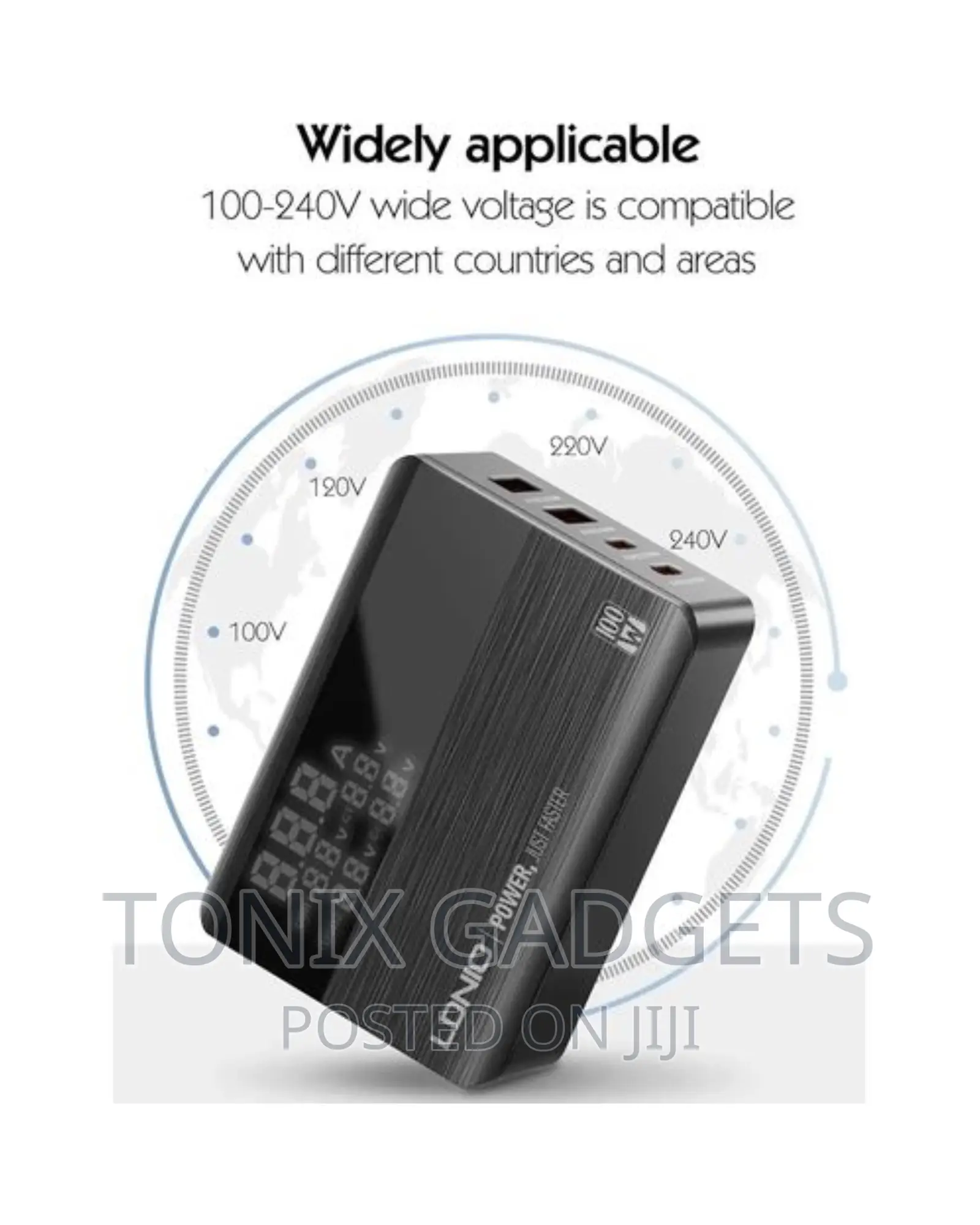 Desktop Charger - Fast Charging 4 Port USB + Voltage Display