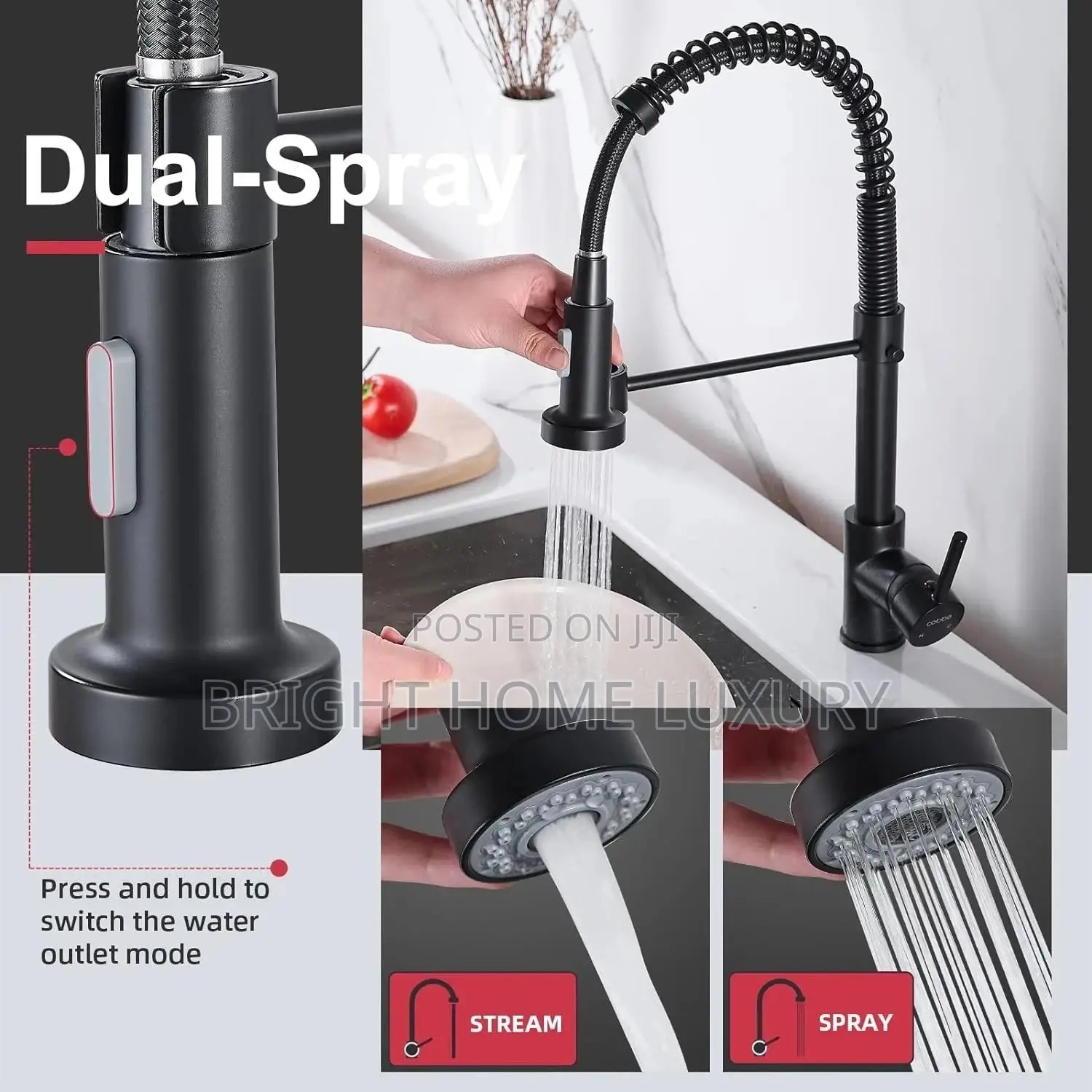 England Spring Kitchen Tap With Pull Down Sprayer