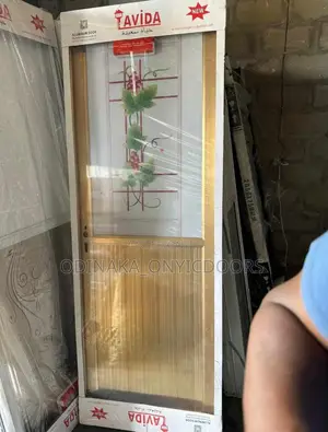 7ft by 2.5ft Gold Aluminum Half Glass Toilet Door