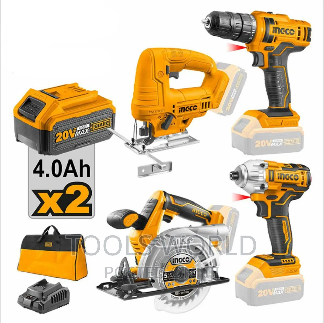 Ingco Lithium-Ion Cordless 4 PCS Combo KIT