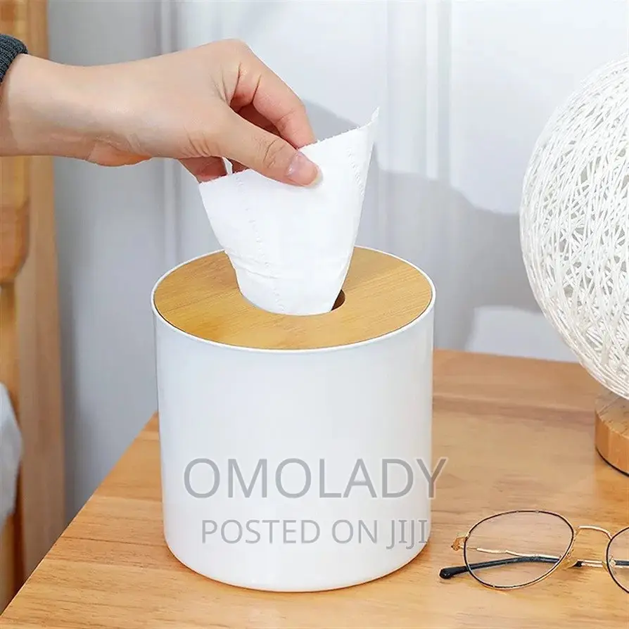 Wooden Cover Tissue Box Dispenser - White