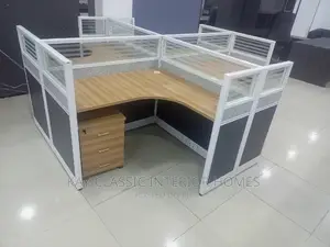 L Shape Workstation Desk With Mobel Drawers