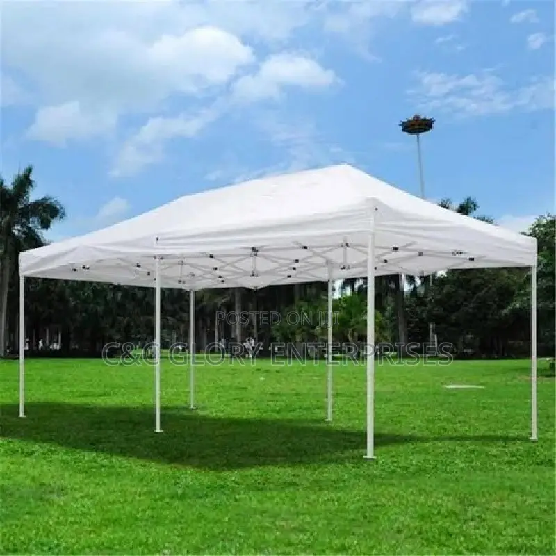 Foldable Canopy 10ft by 20ft (White Pole) W/Out Side Covers