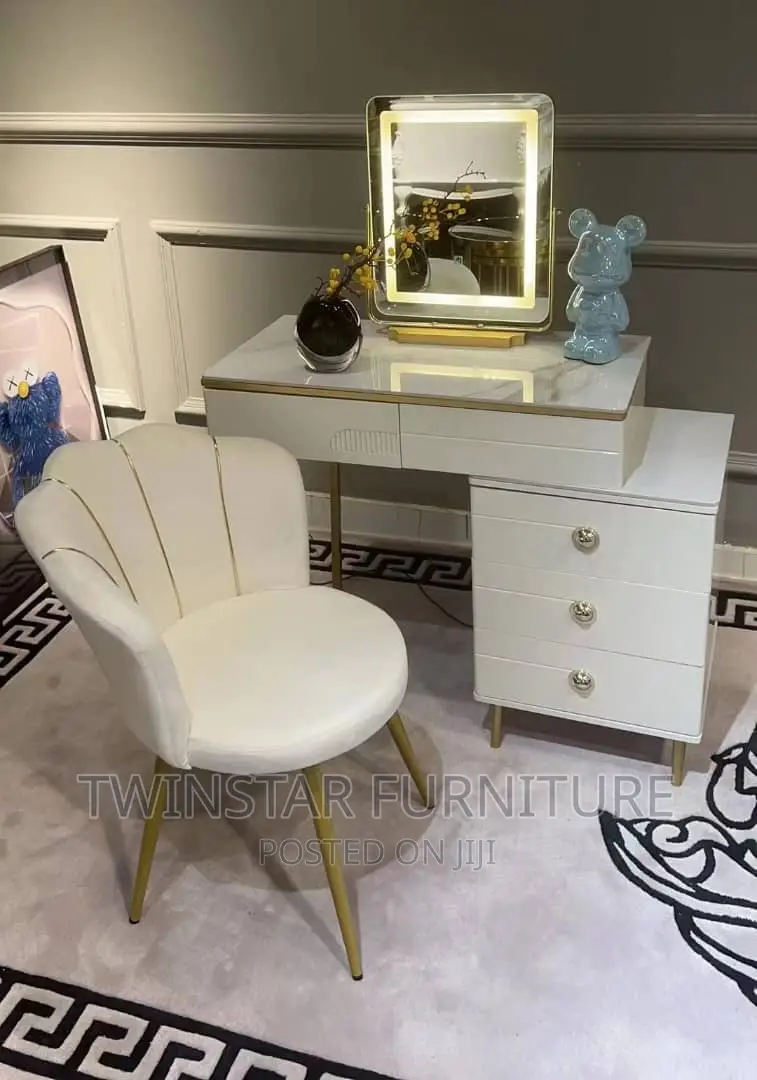 New Modern Mirror Console Table With Chair