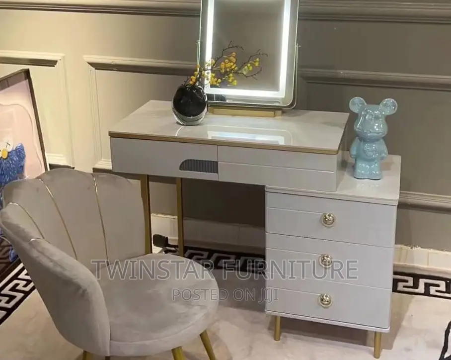 New Modern Mirror Console Table With Chair