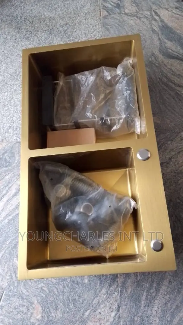 Gold Colour Double Hole Sink