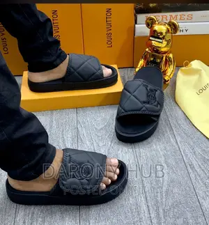 Black Louis Vuitton Luxury Slides