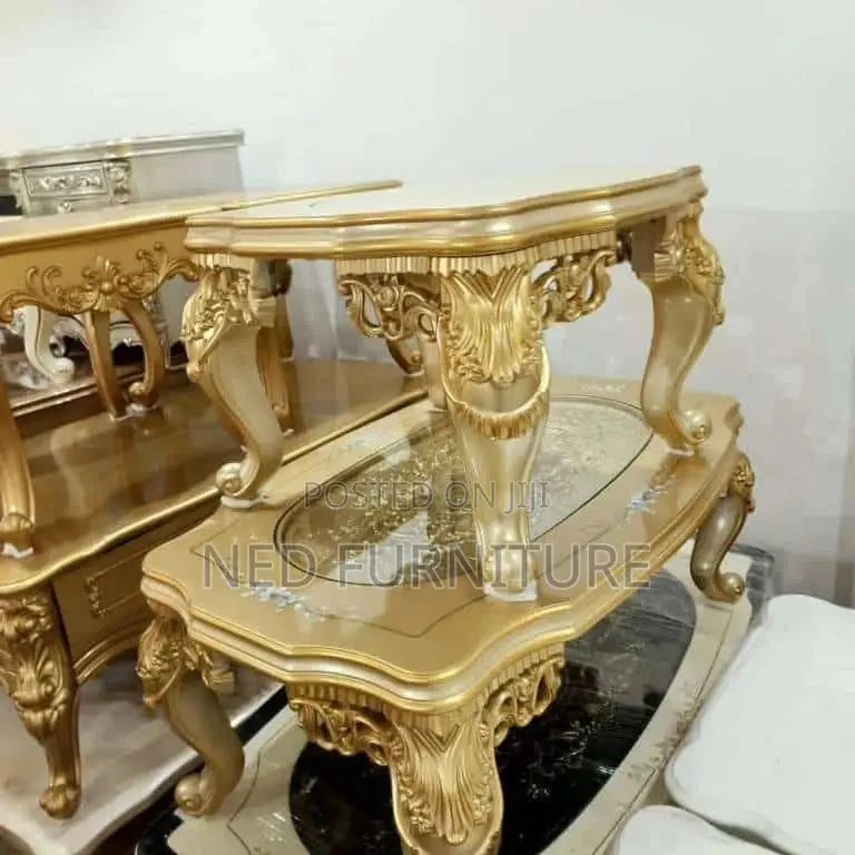 1 Center Table With 2 Side Stools Gold Entrusted